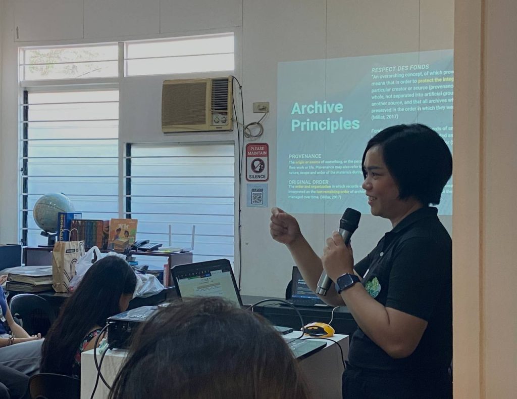 Ms. Grace Buenaventura conducts a workshop on basic archive principles